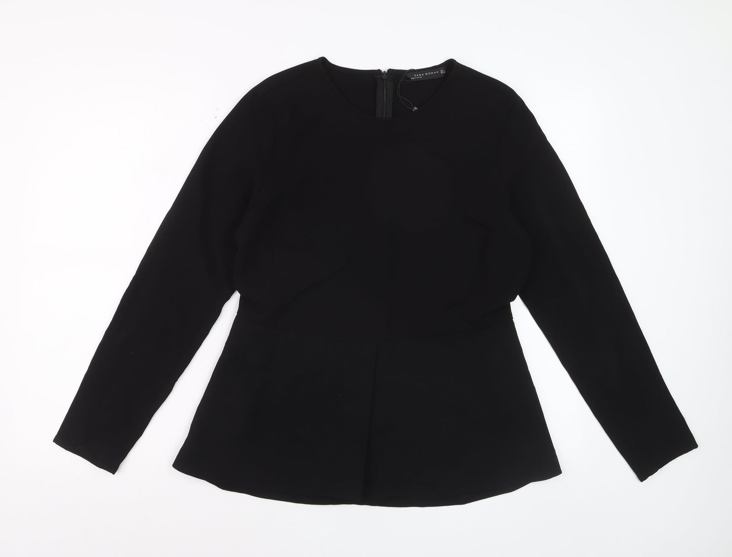 Zara Woman Black Long Sleeve Tunic Blouse Size 14