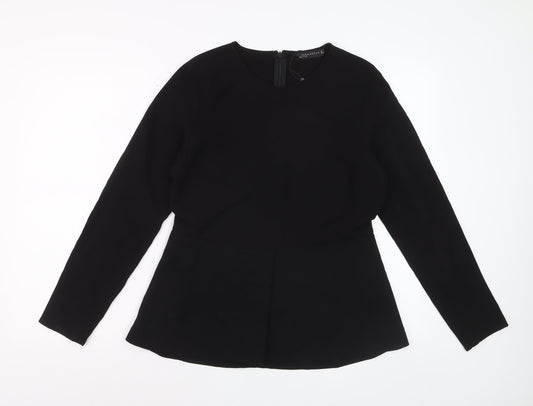 Zara Woman Black Long Sleeve Tunic Blouse Size 14