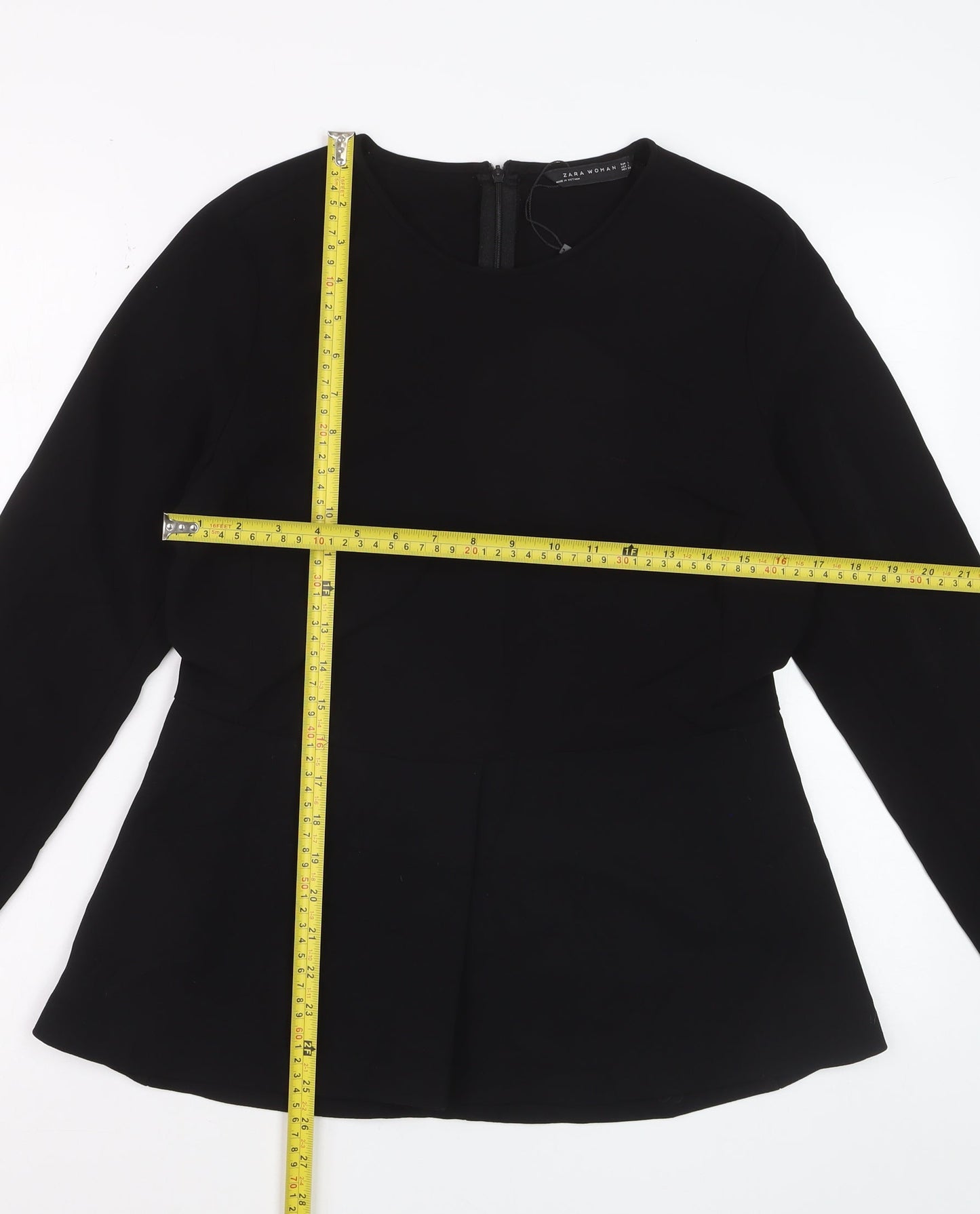 Zara Woman Black Long Sleeve Tunic Blouse Size 14
