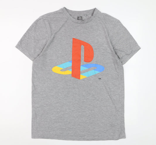 PlayStation Men's Grey Graphic Logo T-Shirt Size L Regular Fit