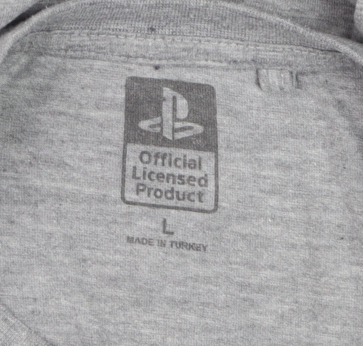 PlayStation Men's Grey Graphic Logo T-Shirt Size L Regular Fit
