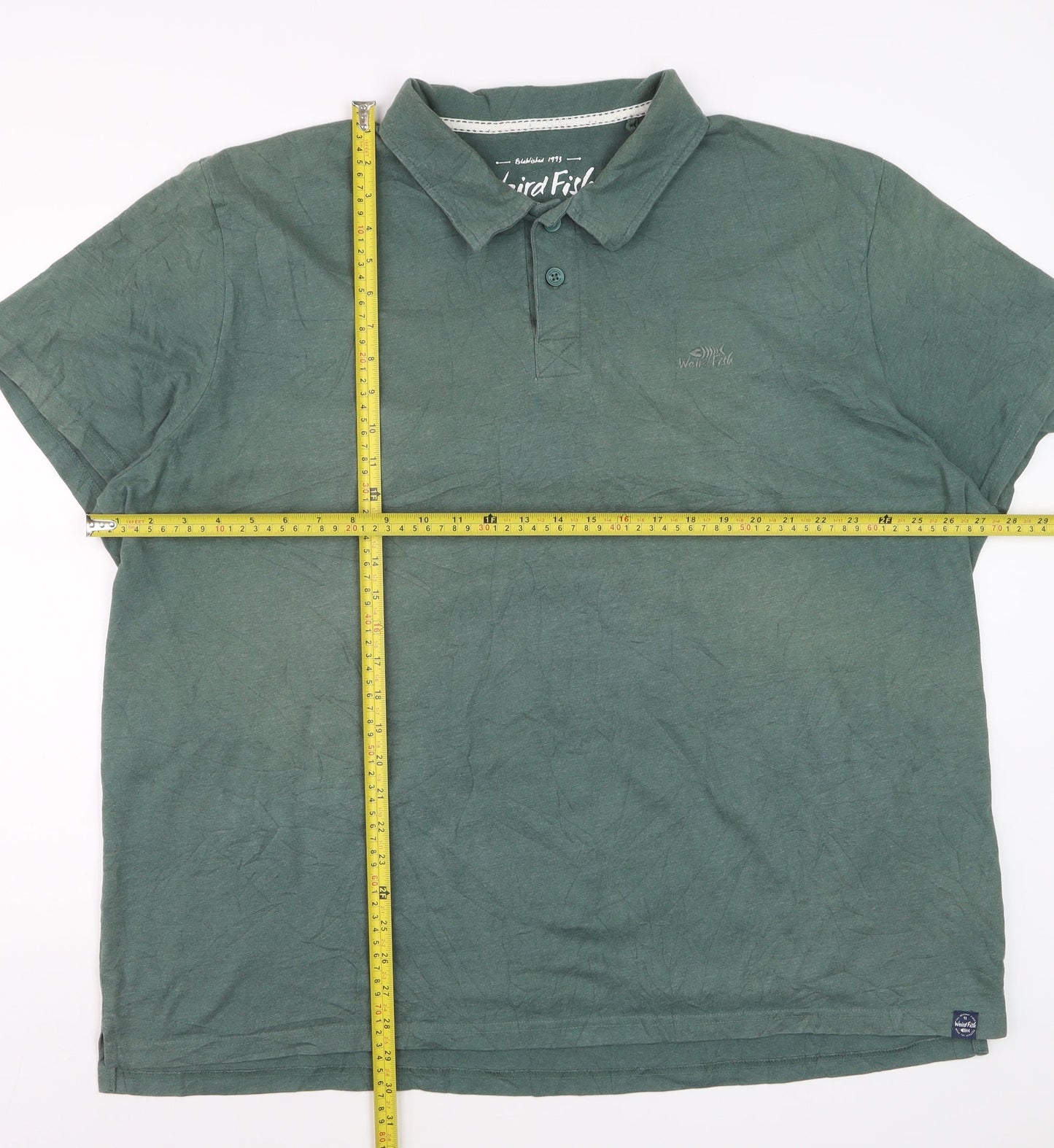 Weird Fish Mens Green 3XL Cotton Blend Short Sleeve Polo Shirt