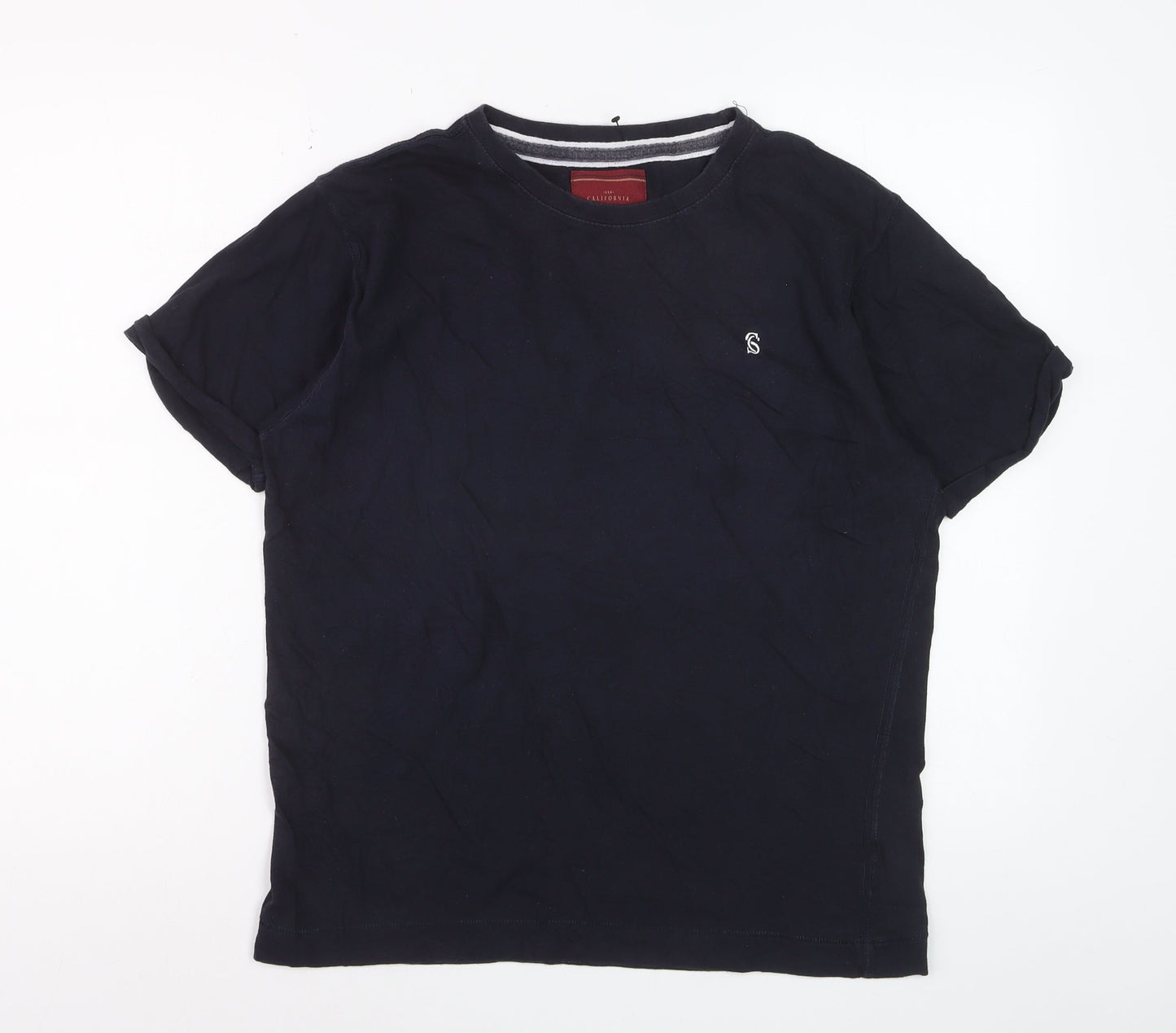 SC&CO Men Blue Cotton Crew Neck Short Sleeve T-Shirt Size L