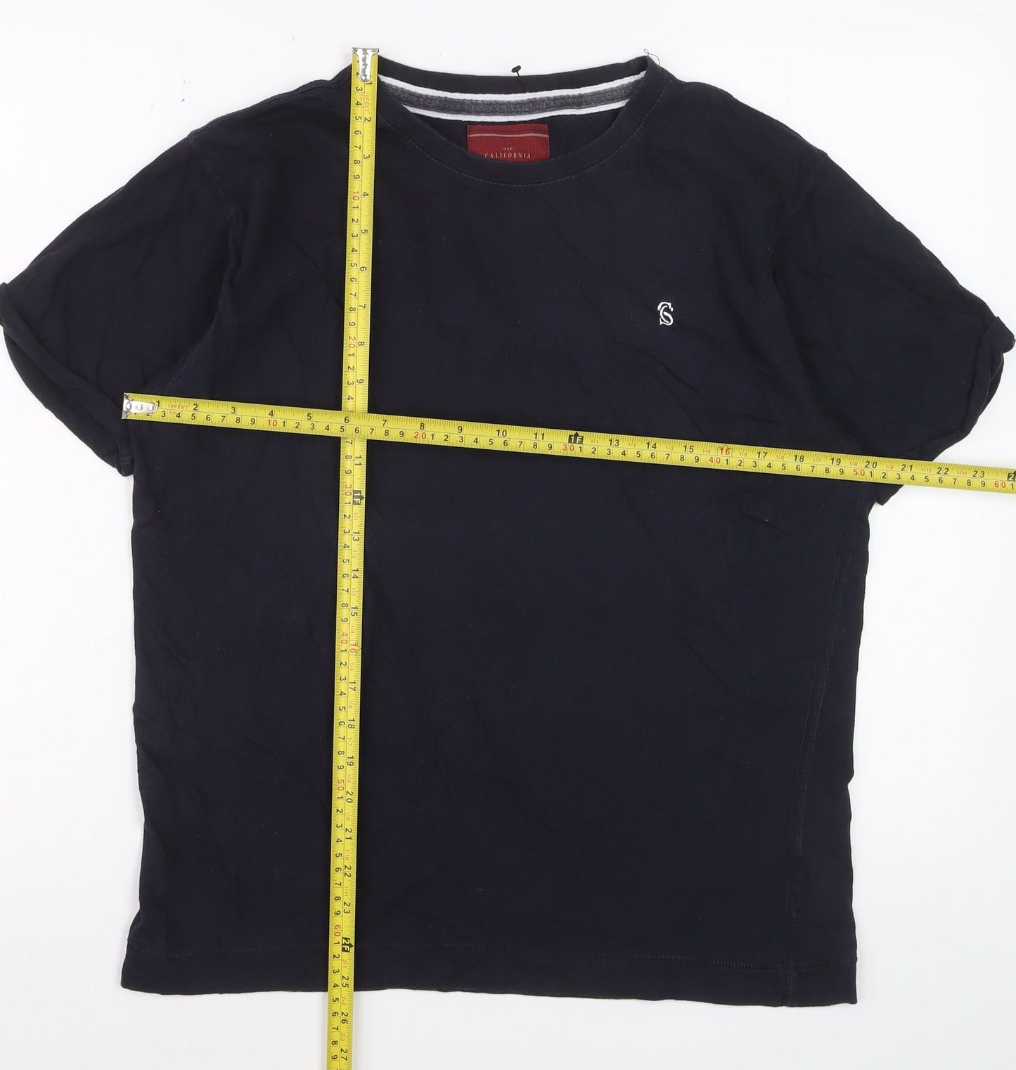 SC&CO Men Blue Cotton Crew Neck Short Sleeve T-Shirt Size L