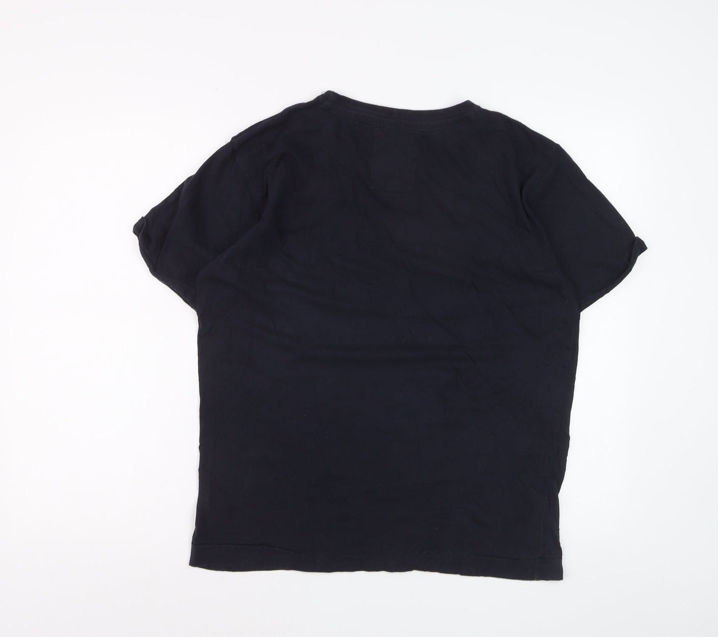 SC&CO Men Blue Cotton Crew Neck Short Sleeve T-Shirt Size L