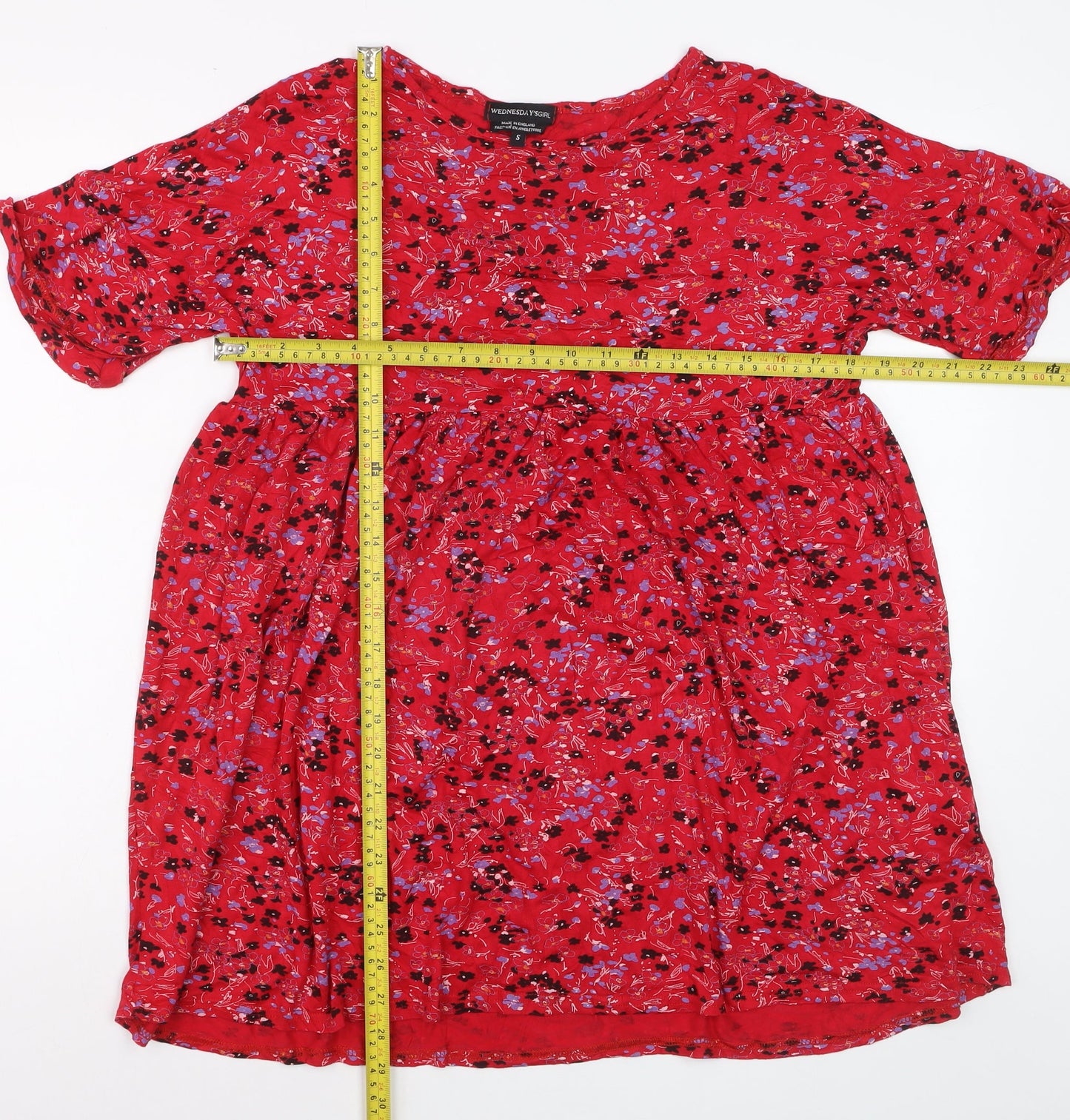 Wednesday's Girl Women's Red Floral Skater Dress Size S