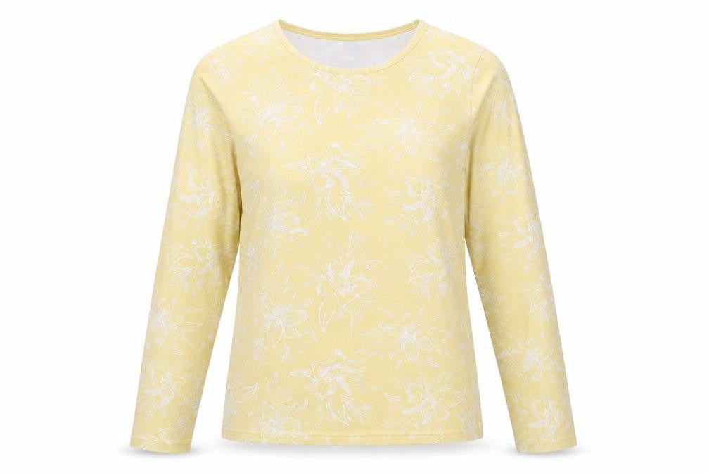 Hang Ten Women's Yellow Floral Long Sleeve UV Protection T-Shirt M