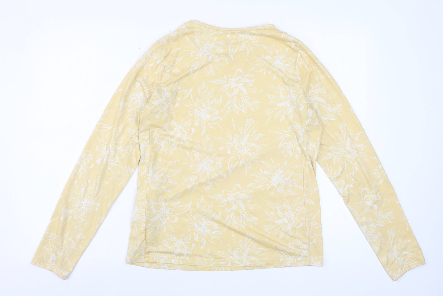 Hang Ten Women's Yellow Floral Long Sleeve UV Protection T-Shirt M