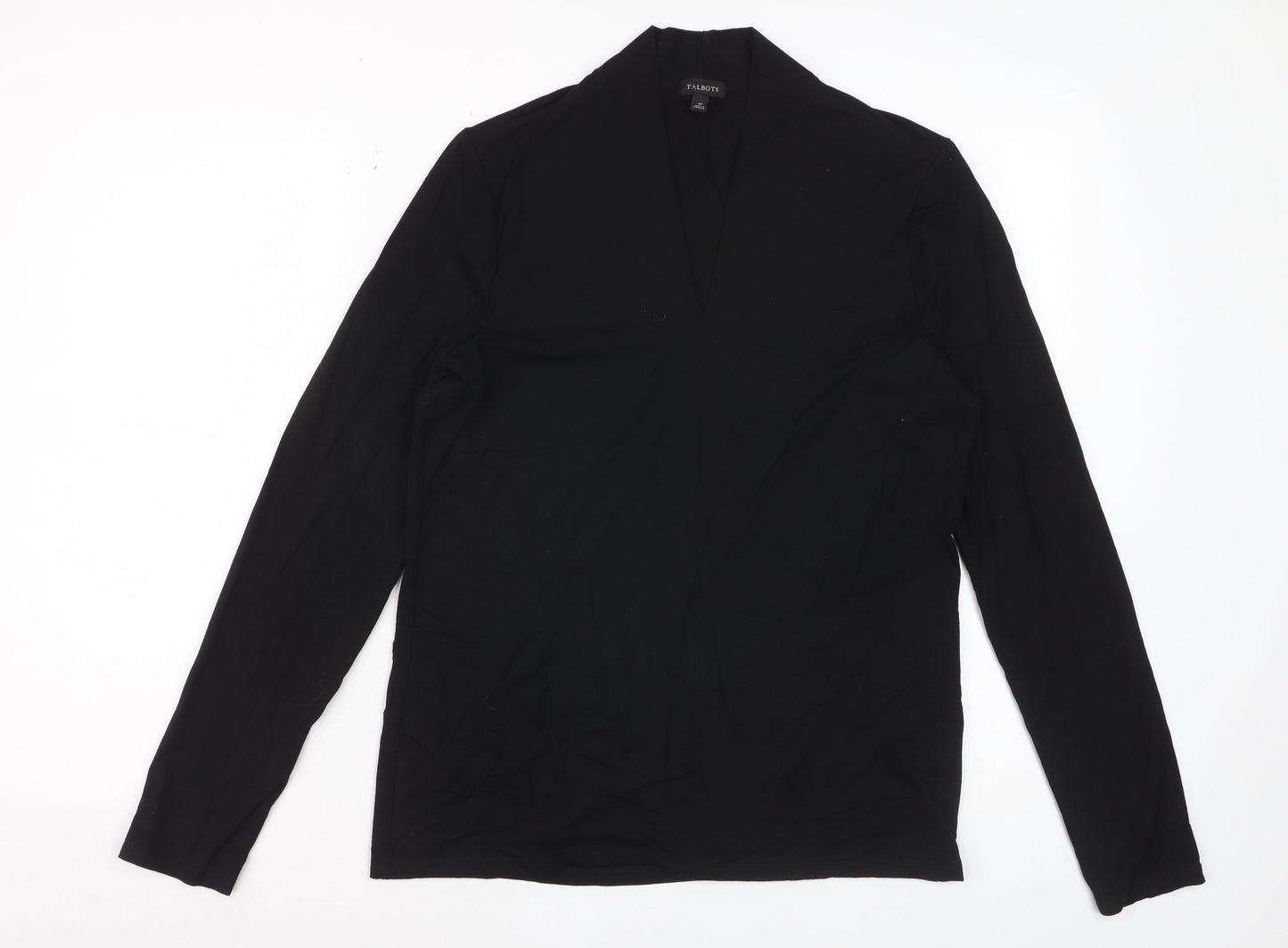 Talbots Women's Black Rayon Long Sleeve V-Neck Blouse Size M