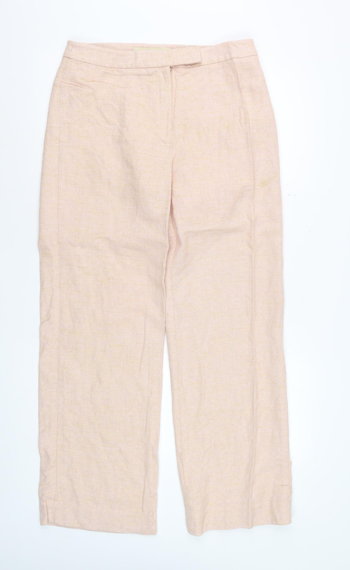 Fenn Wright Manson Womens Beige Wide-Leg Trousers UK 14 Linen Blend