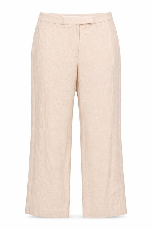 Fenn Wright Manson Womens Beige Wide-Leg Trousers UK 14 Linen Blend