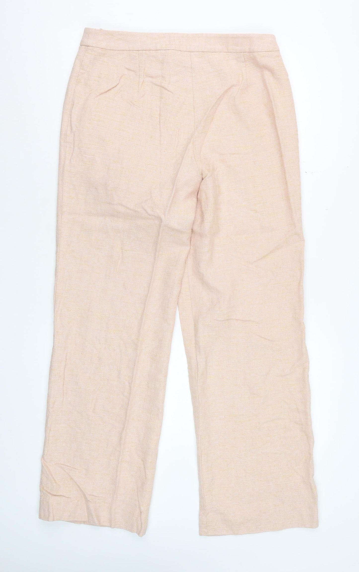 Fenn Wright Manson Womens Beige Wide-Leg Trousers UK 14 Linen Blend