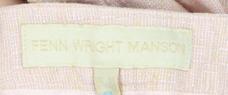Fenn Wright Manson Womens Beige Wide-Leg Trousers UK 14 Linen Blend