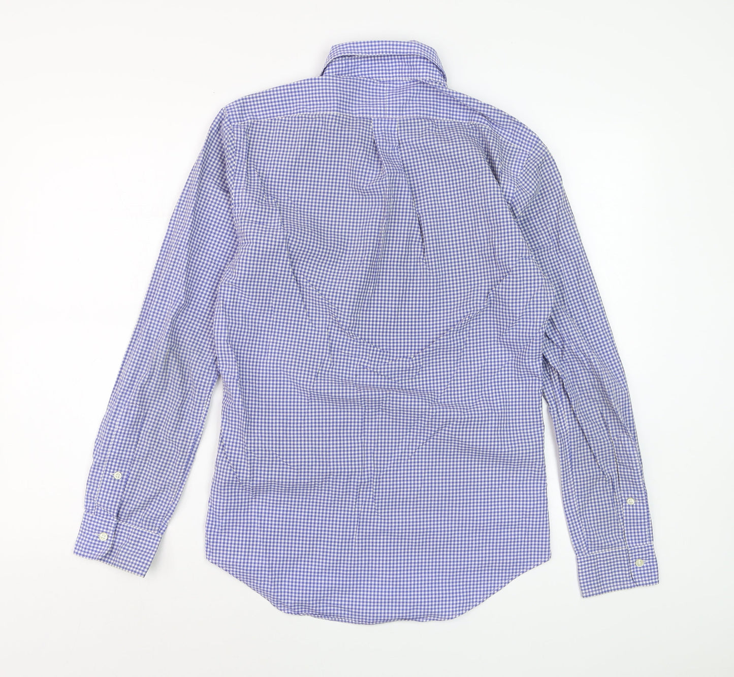 Polo Ralph Lauren Men's Blue Check Slim Fit Long Sleeve Cotton Dress Shirt Size S