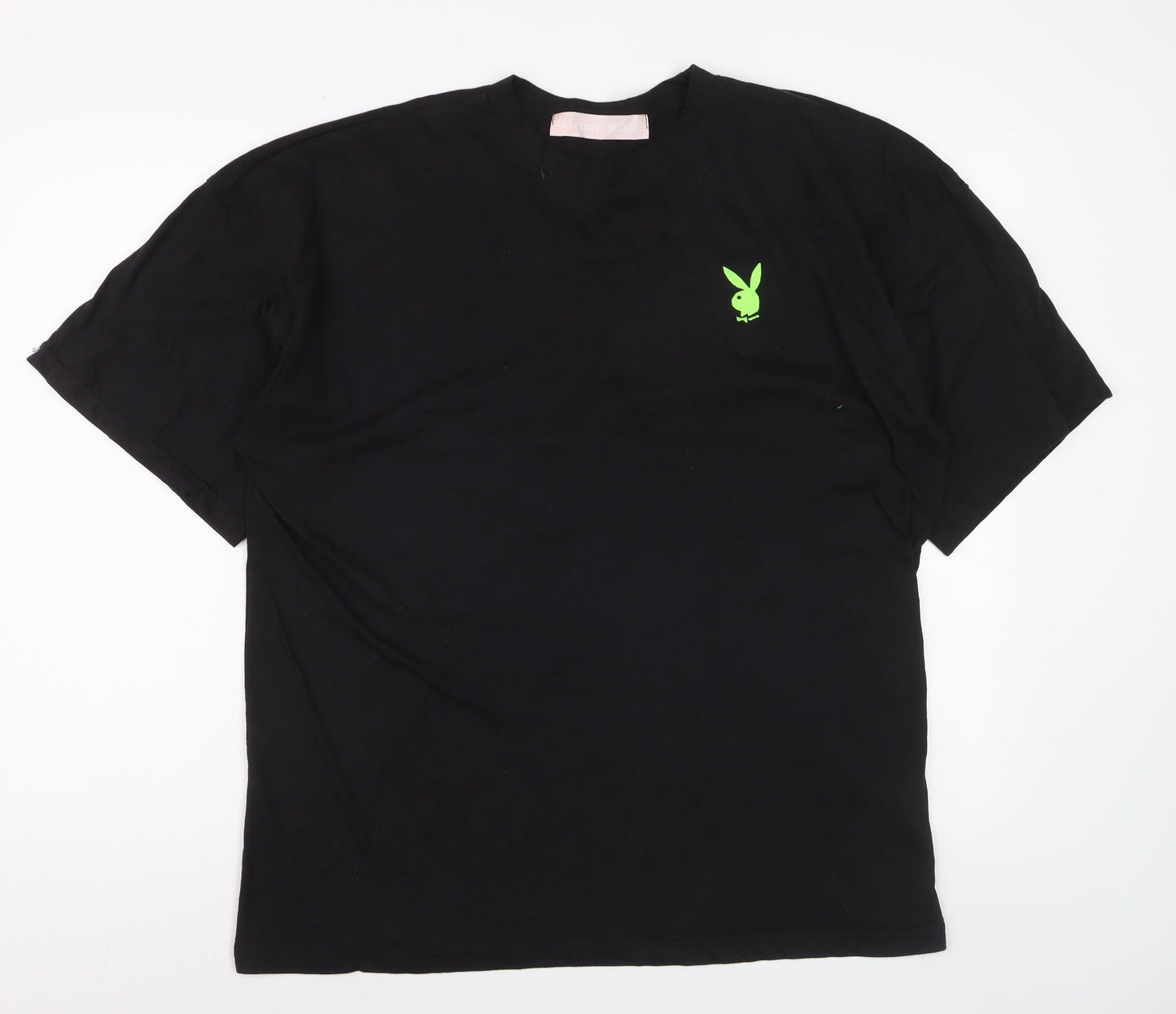 Missguided Playboy Black Women's Relaxed Fit Graphic T-Shirt Size M