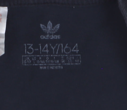 Adidas Boys Black 13-14 Years Cotton Short Sleeve Sports T-Shirt