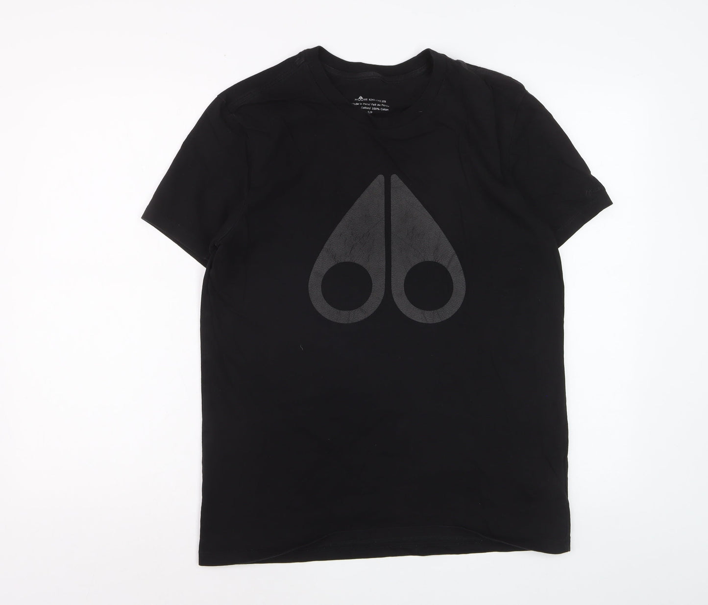 Moose Knuckles Men's Black Graphic Logo Cotton T-Shirt Size S