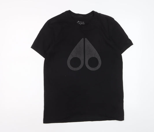Moose Knuckles Men's Black Graphic Logo Cotton T-Shirt Size S
