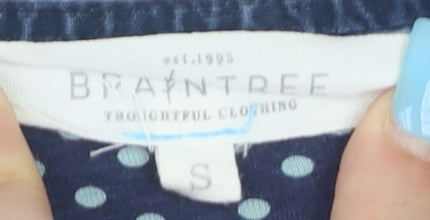 Braintree Women Blue Polka Dot Wrap Dress Size S 3/4 Sleeve V-Neck