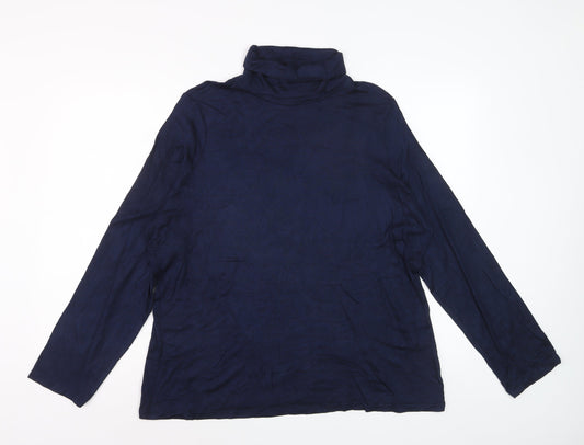 Marks and Spencer Women Blue Roll Neck Long Sleeve Pullover Jumper Size 24