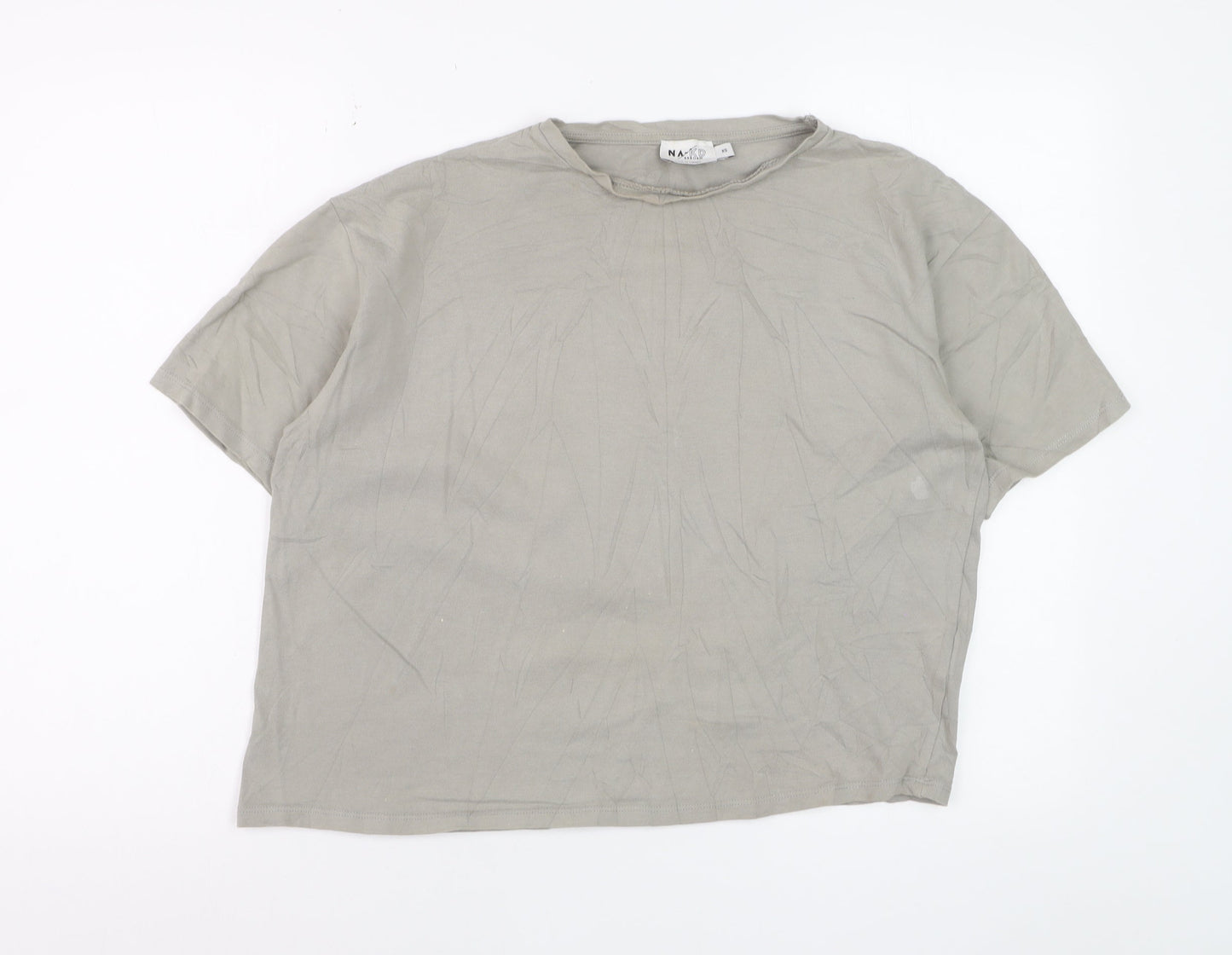 NA-KD Reborn Women’s Grey Cotton Basic T-Shirt XS