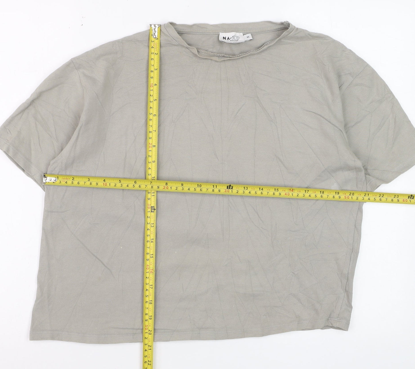 NA-KD Reborn Women’s Grey Cotton Basic T-Shirt XS