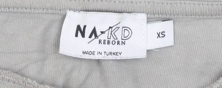 NA-KD Reborn Women’s Grey Cotton Basic T-Shirt XS