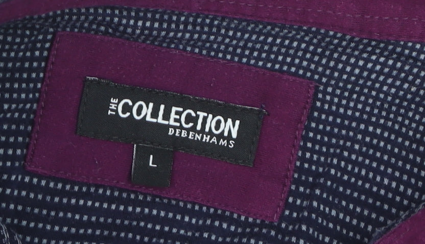 Debenhams Men's Blue Striped Cotton Short Sleeve Polo Shirt L