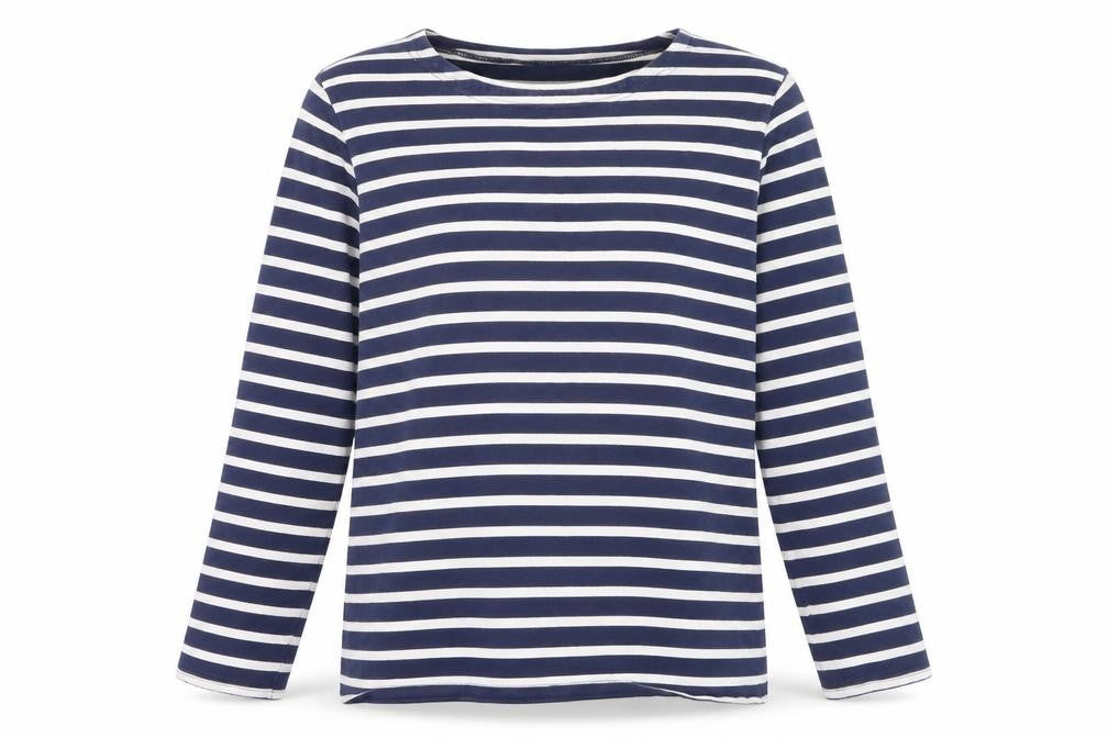 Laura Ashley Women's Blue White Striped Long Sleeve Cotton T-Shirt XL