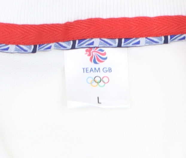 Team GB Men's Ivory Cotton Polo Shirt L Sports Collared Top