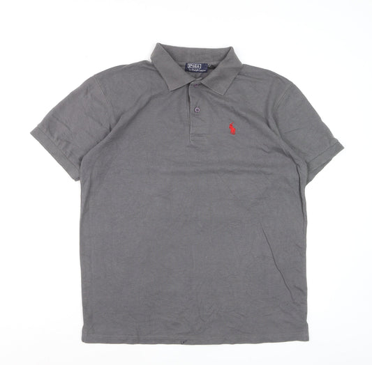 Polo Ralph Lauren Men's Grey Cotton Blend Short Sleeve Polo Shirt Size L