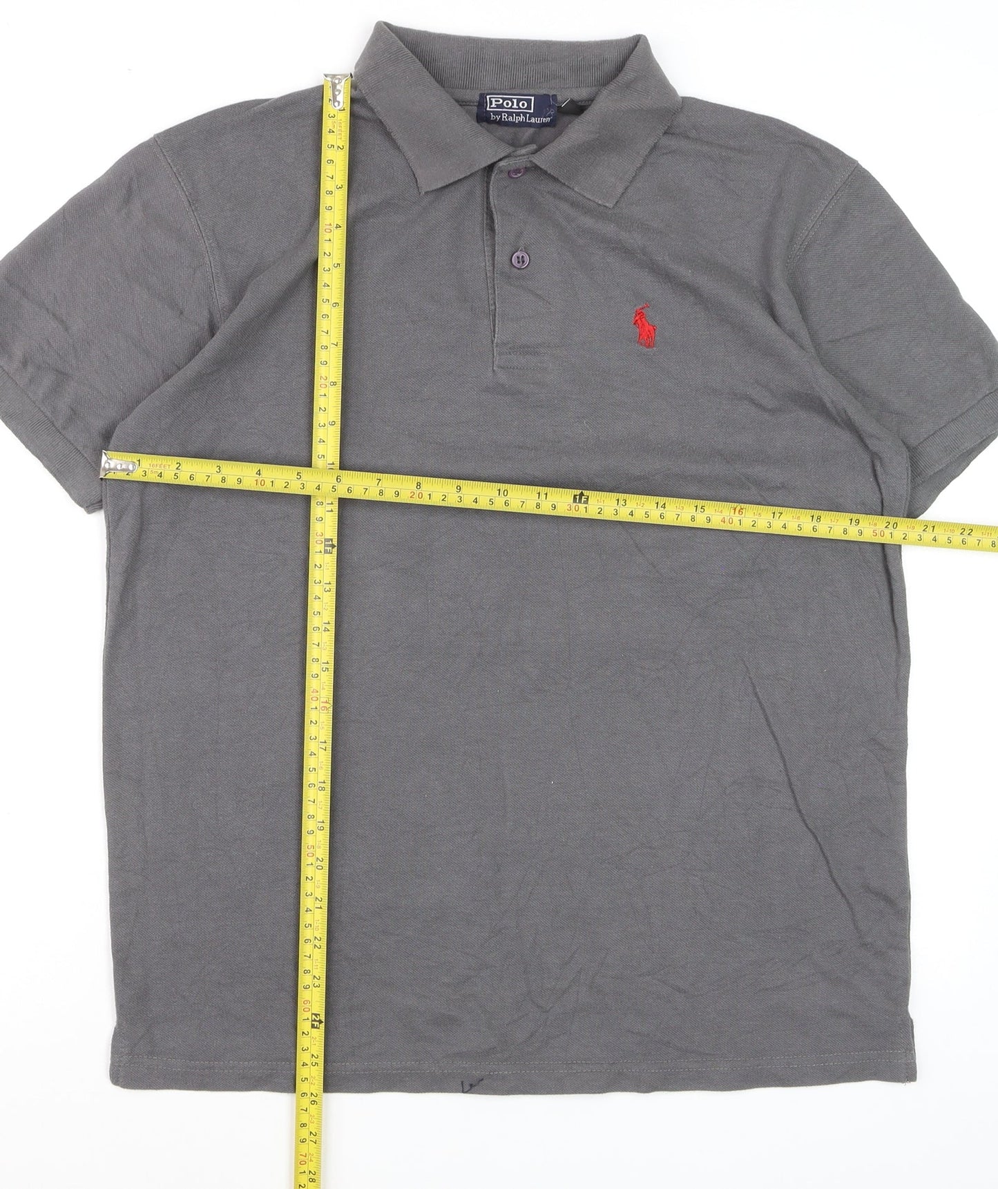 Polo Ralph Lauren Men's Grey Cotton Blend Short Sleeve Polo Shirt Size L