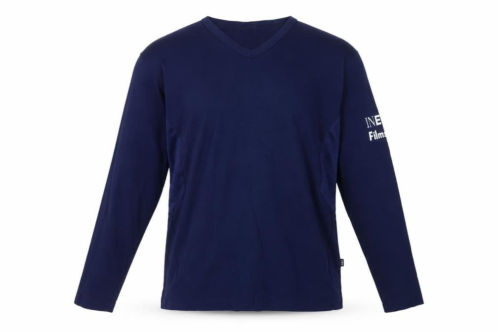 DEE Sportswear Men Blue Long Sleeve V-Neck Sports T-Shirt L