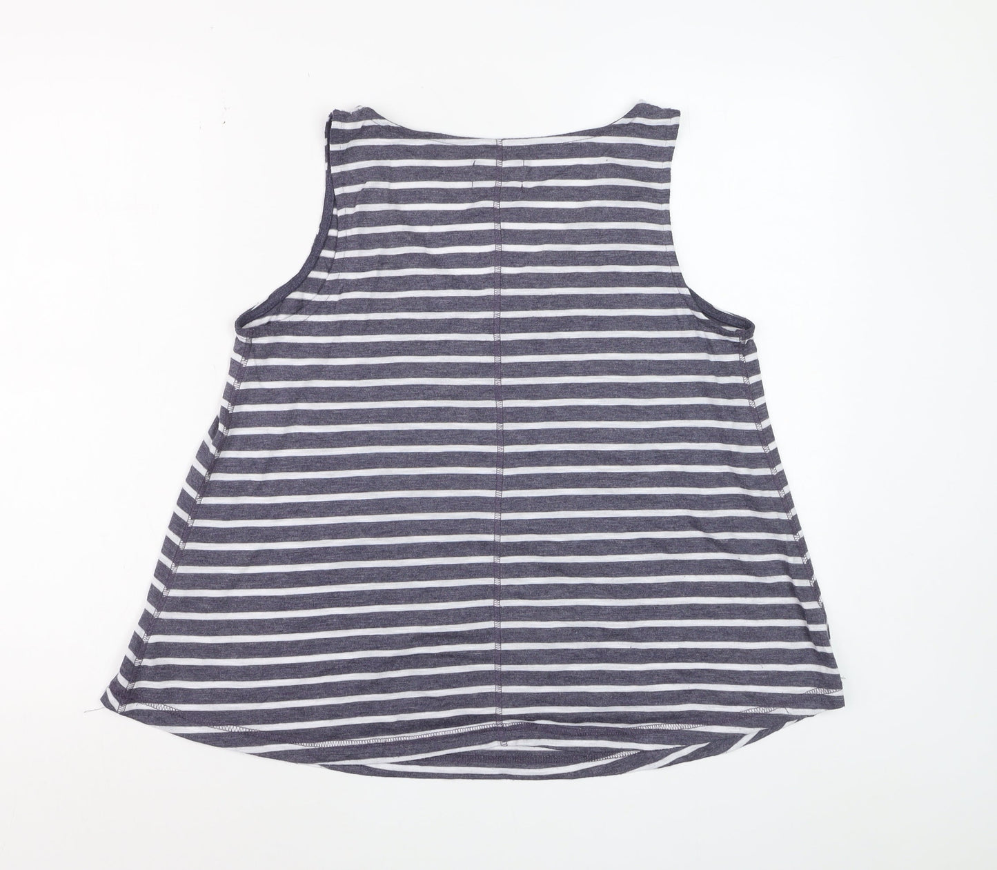 Next Womens Grey Striped Tank Top Size 12 V-Neck Jersey
