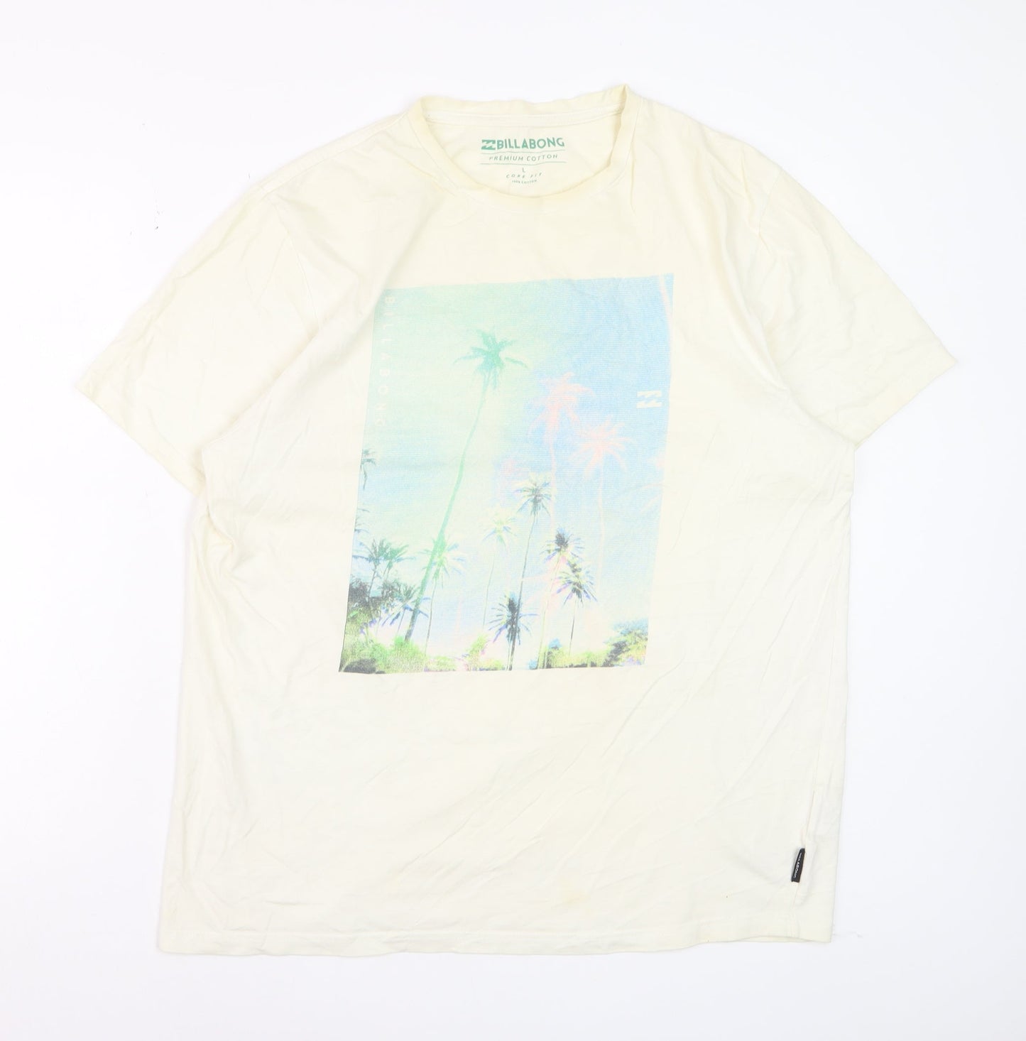Billabong Men's Beige Graphic Print Short Sleeve T-Shirt L