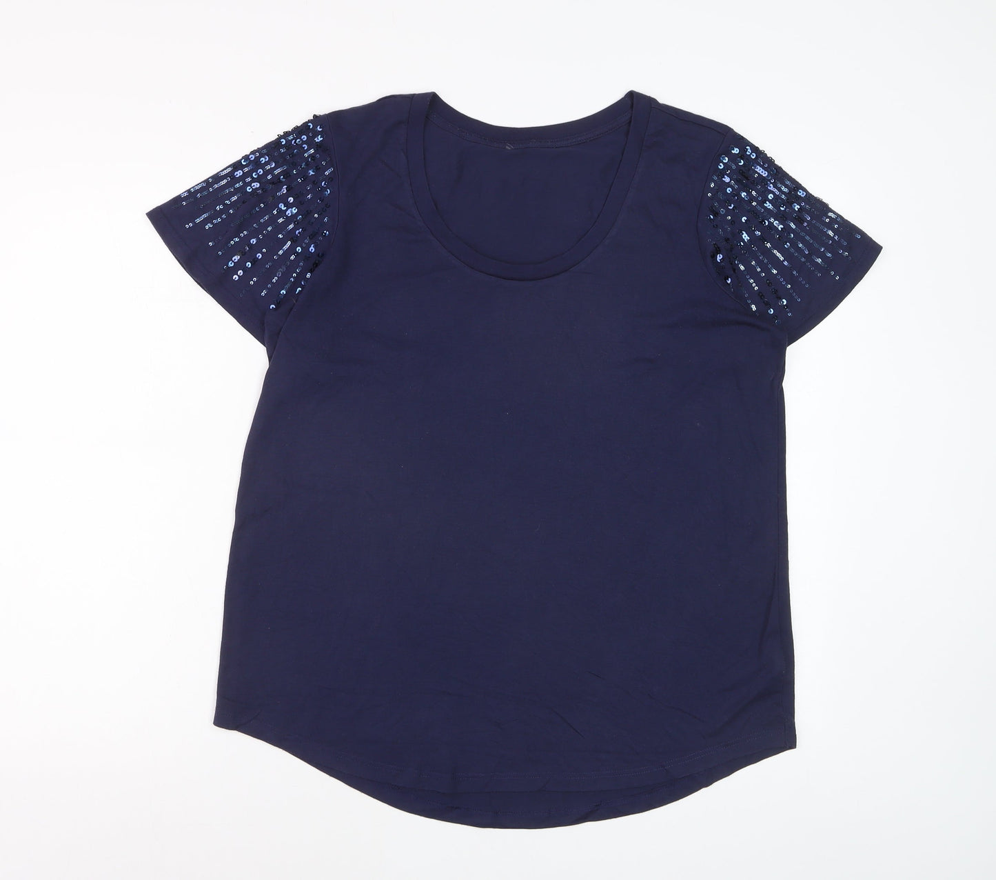 Next Women's Blue Sequin Sleeve T-Shirt Size 16