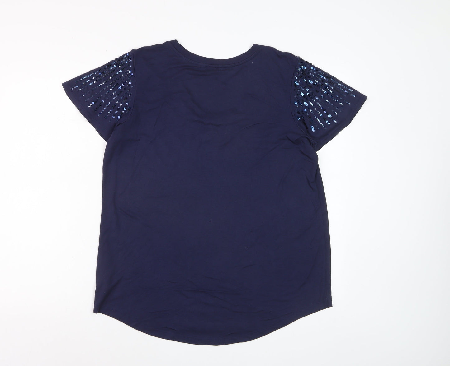 Next Women's Blue Sequin Sleeve T-Shirt Size 16