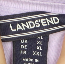 Lands' End Women's Purple Cotton Crochet Trim T-Shirt XL