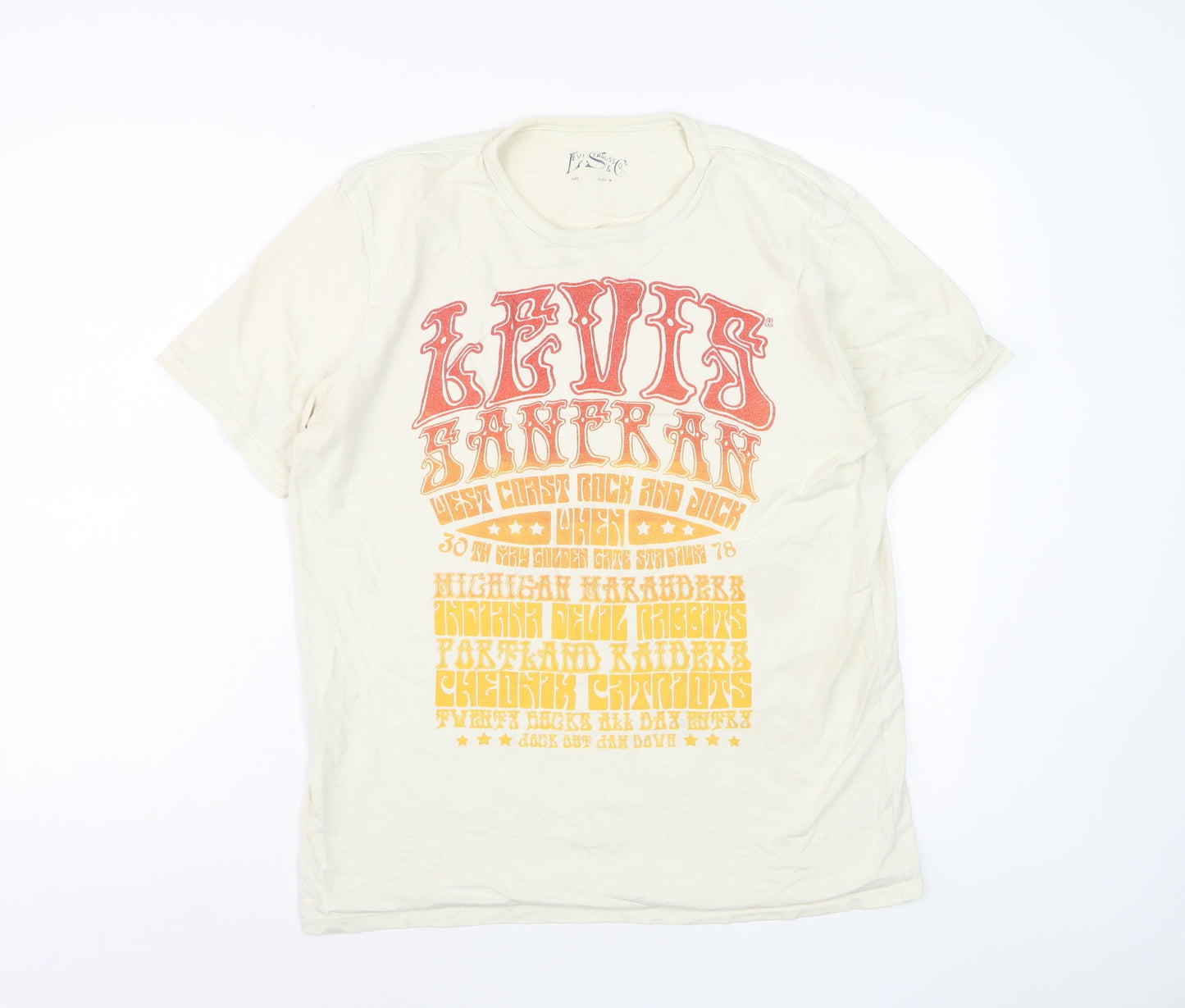 Levi's Men's Beige Retro Graphic Print Cotton T-Shirt Size M