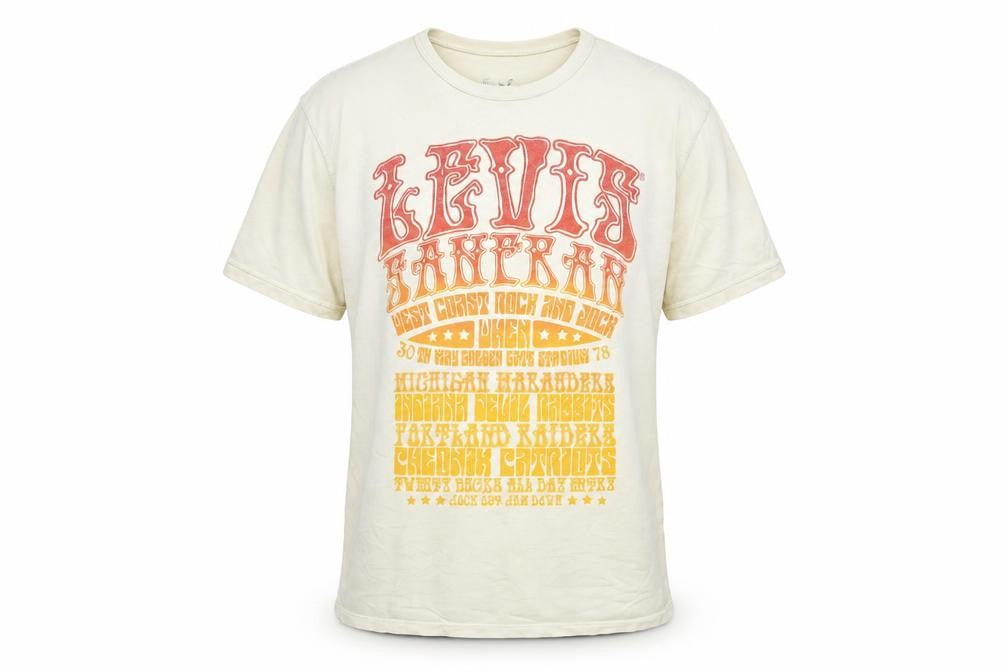 Levi's Men's Beige Retro Graphic Print Cotton T-Shirt Size M