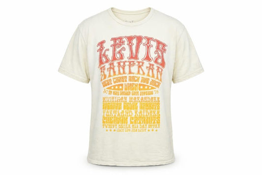 Levi's Men's Beige Retro Graphic Print Cotton T-Shirt Size M