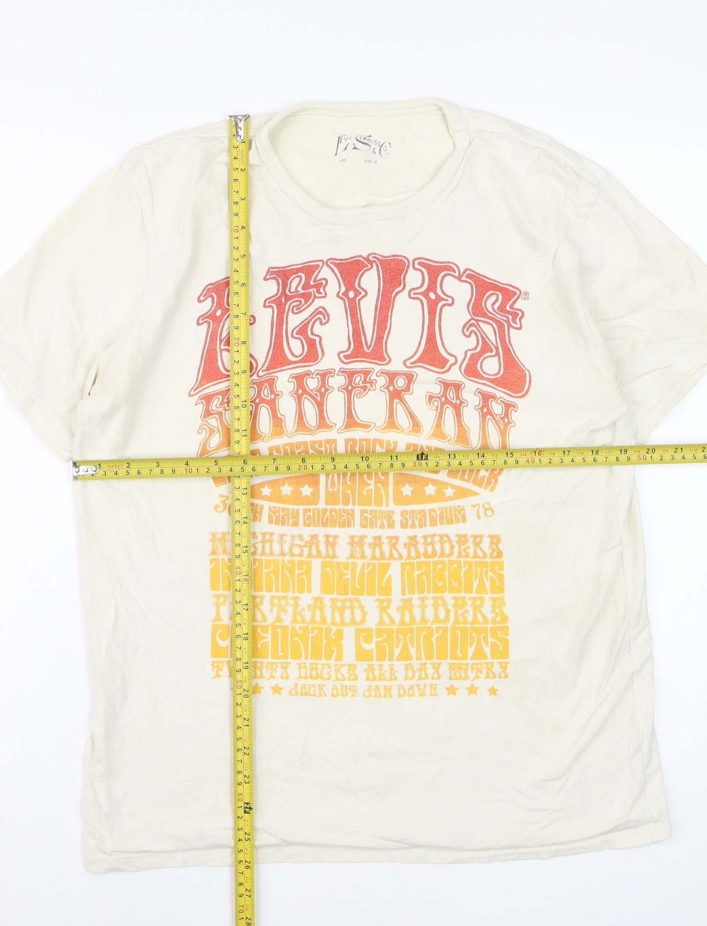 Levi's Men's Beige Retro Graphic Print Cotton T-Shirt Size M