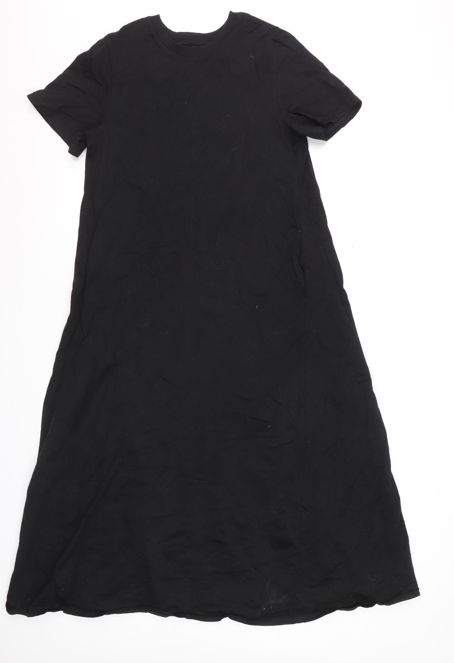 Uniqlo Women Black XS T-Shirt Dress Cotton Casual Midi