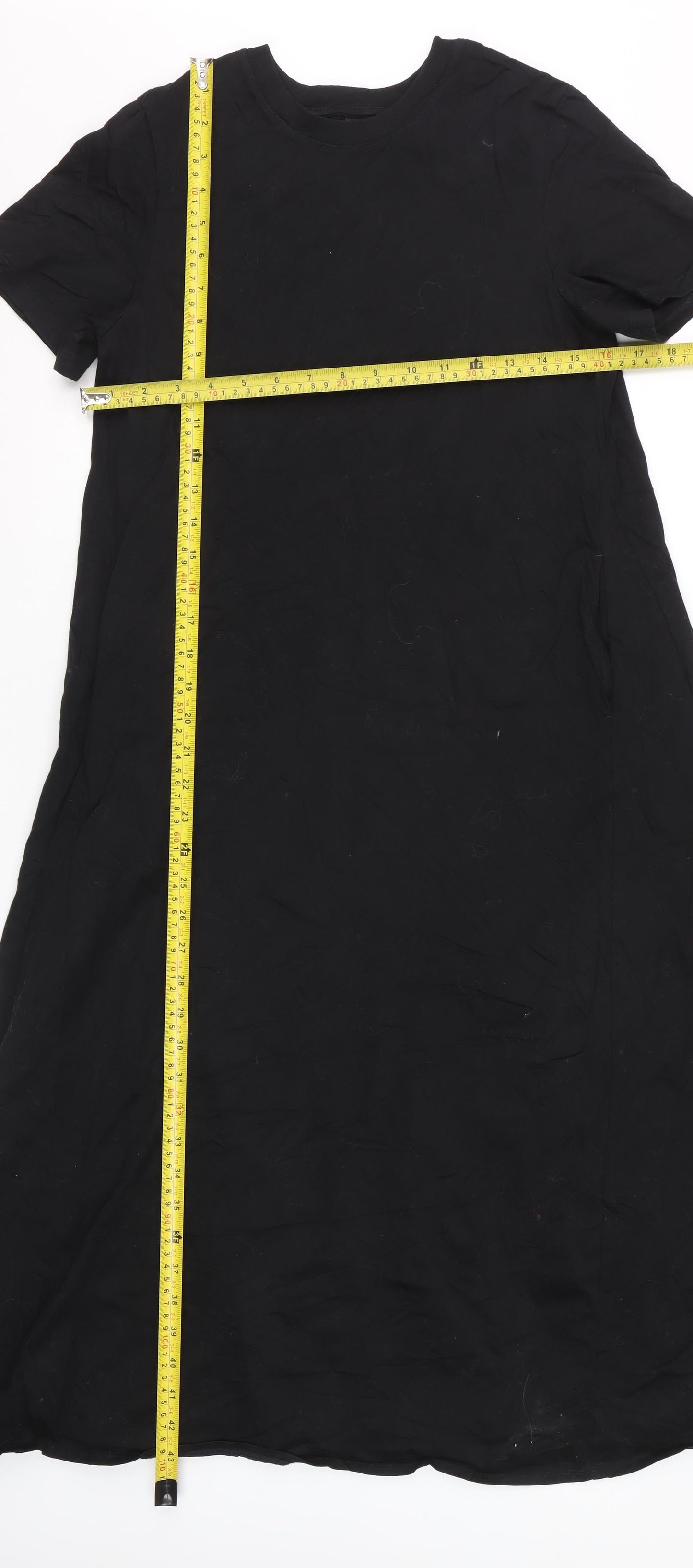 Uniqlo Women Black XS T-Shirt Dress Cotton Casual Midi