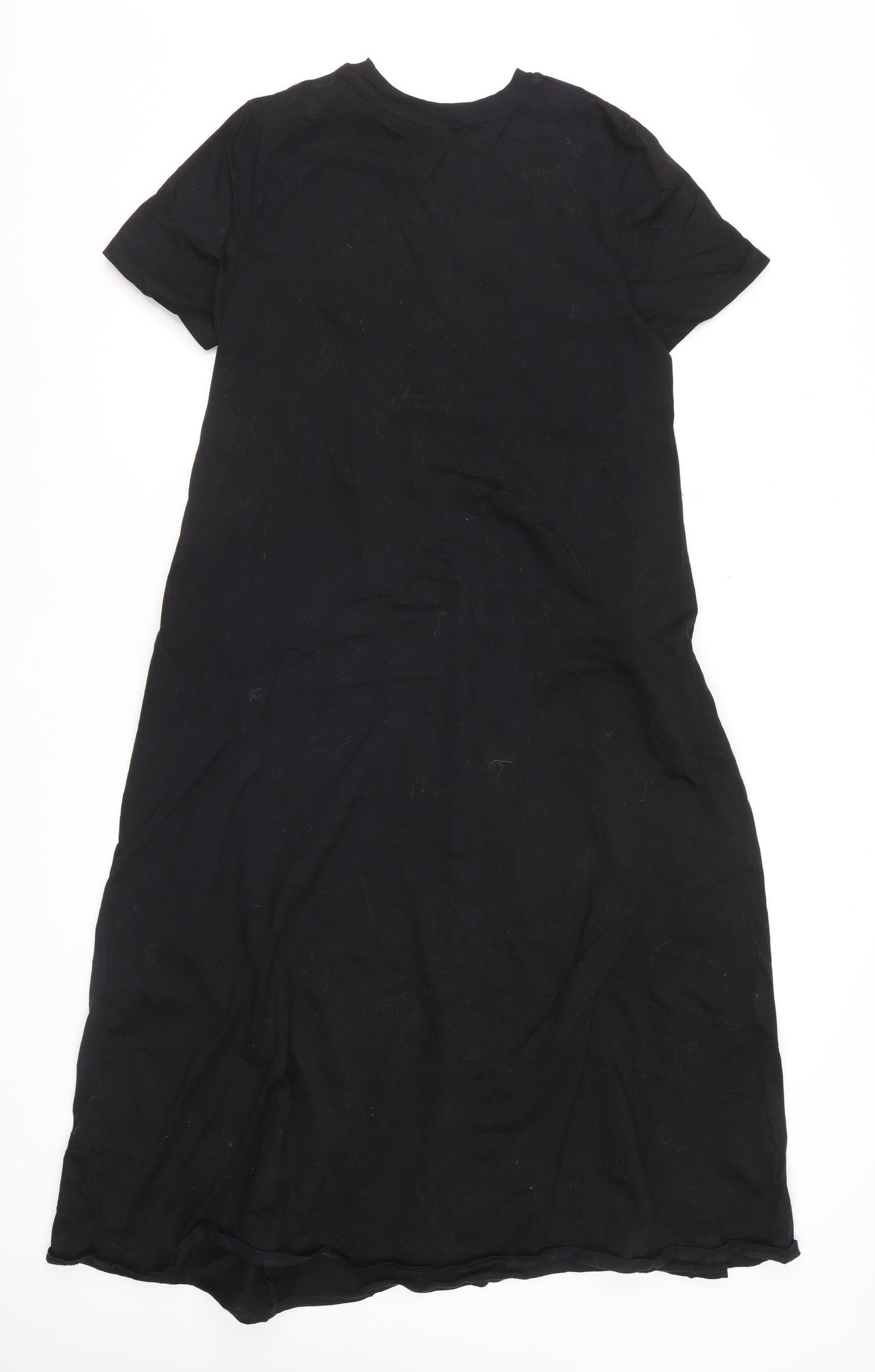 Uniqlo Women Black XS T-Shirt Dress Cotton Casual Midi