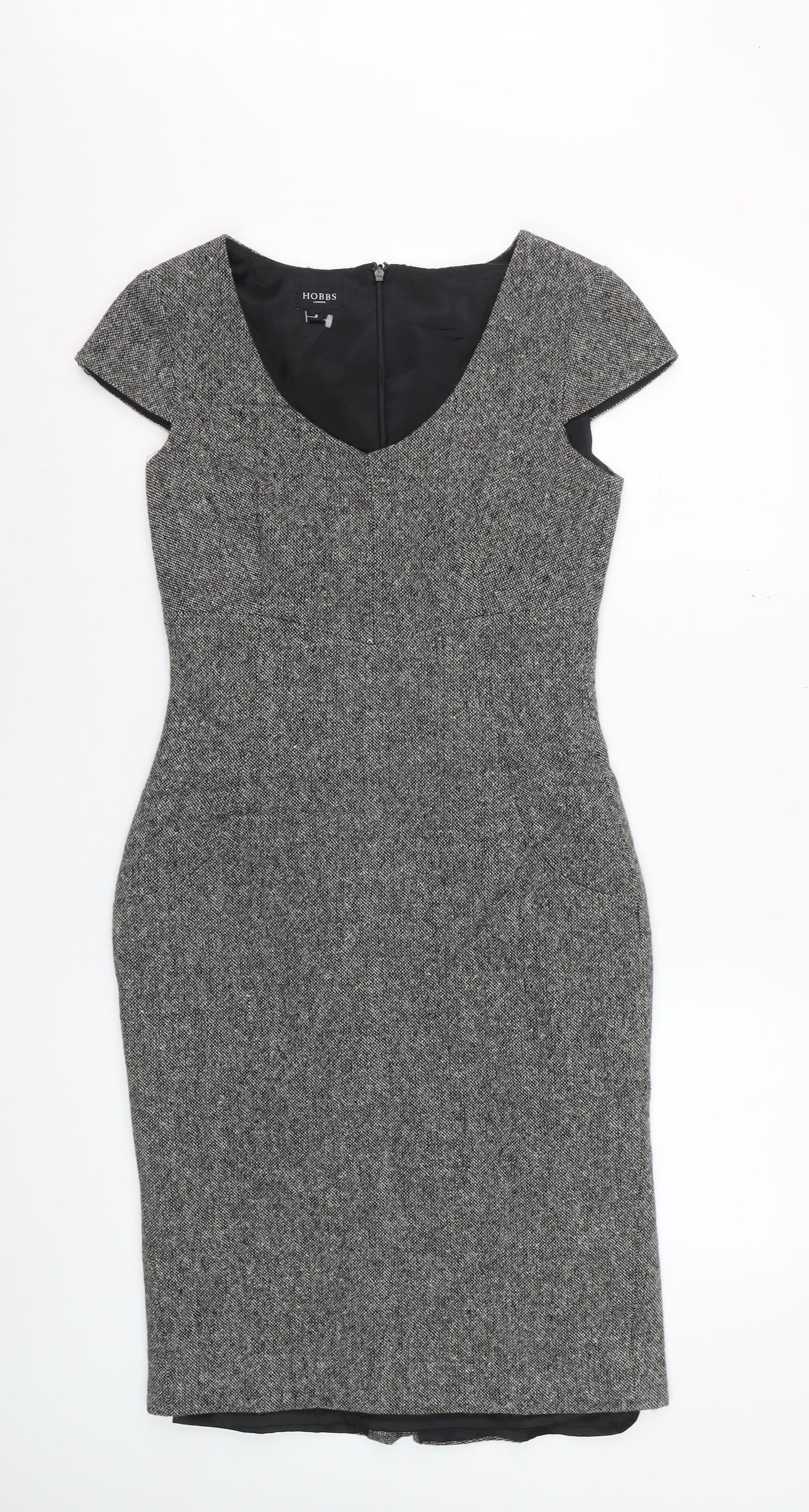Hobbs Women Grey Wool Sheath Knee Length Dress Size 8