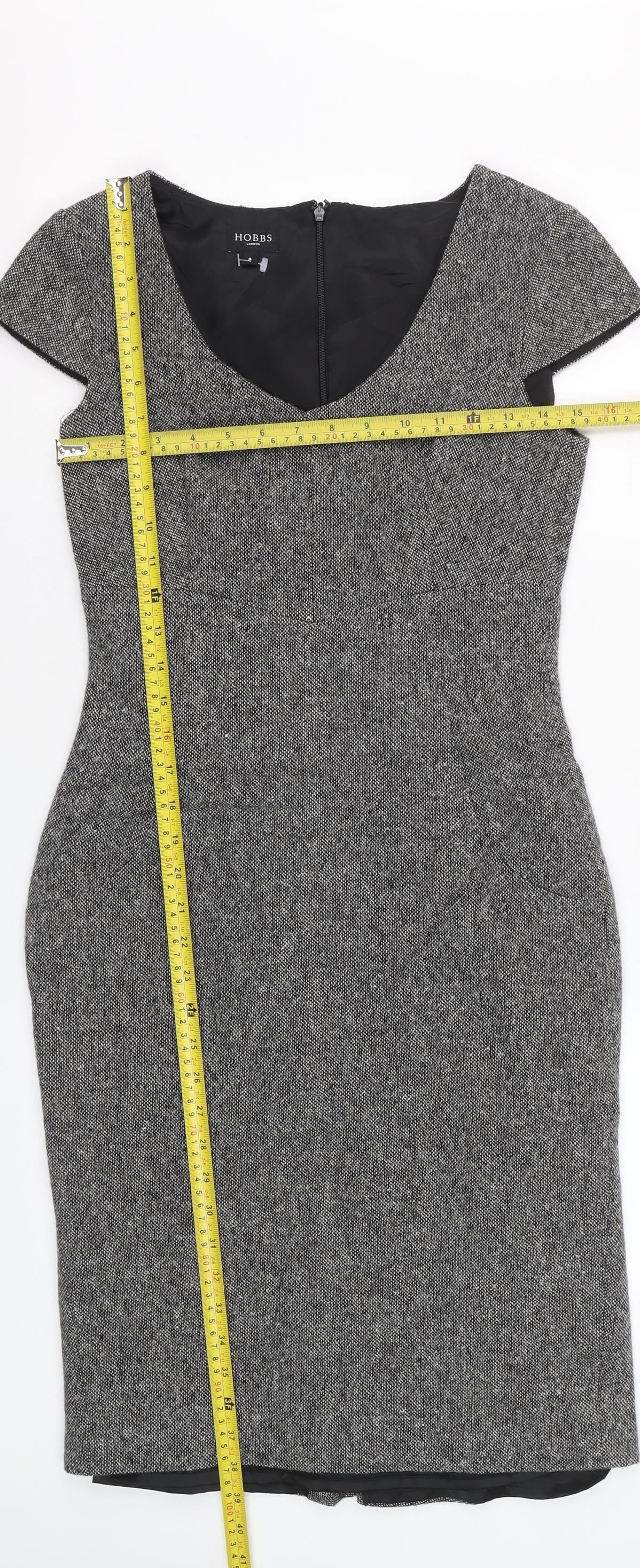 Hobbs Women Grey Wool Sheath Knee Length Dress Size 8