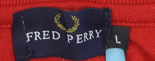 Fred Perry Men's Red Cotton Blend Short Sleeve Polo L