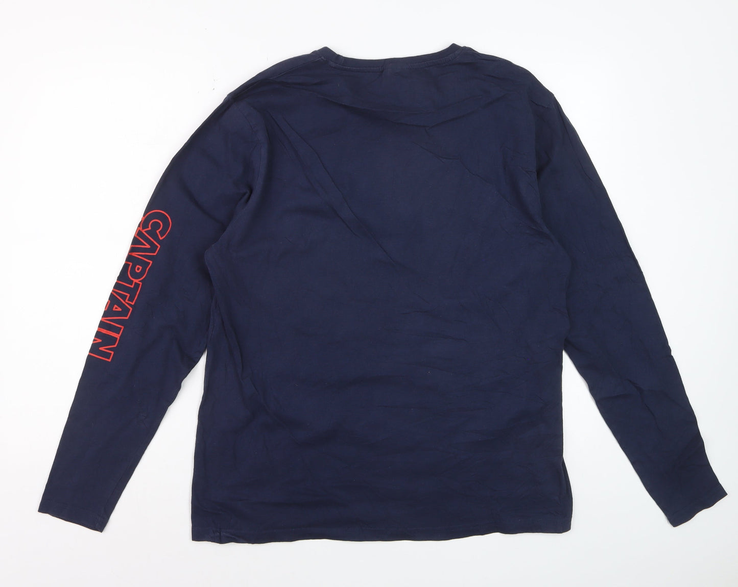 Marvel Avengers Men's Blue Captain America Long Sleeve T-Shirt Size L
