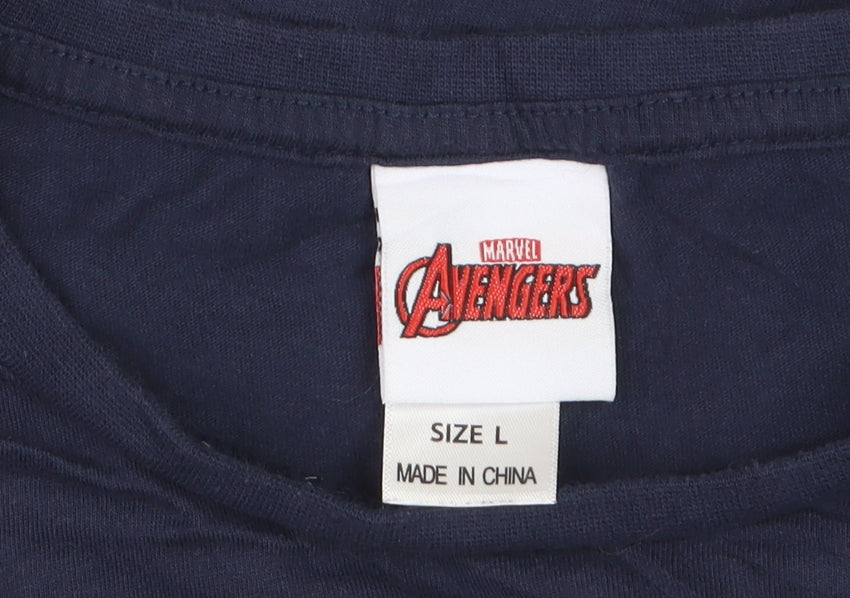 Marvel Avengers Men's Blue Captain America Long Sleeve T-Shirt Size L